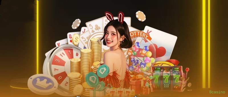 Imagem promocional de todos os jogos da 8casino